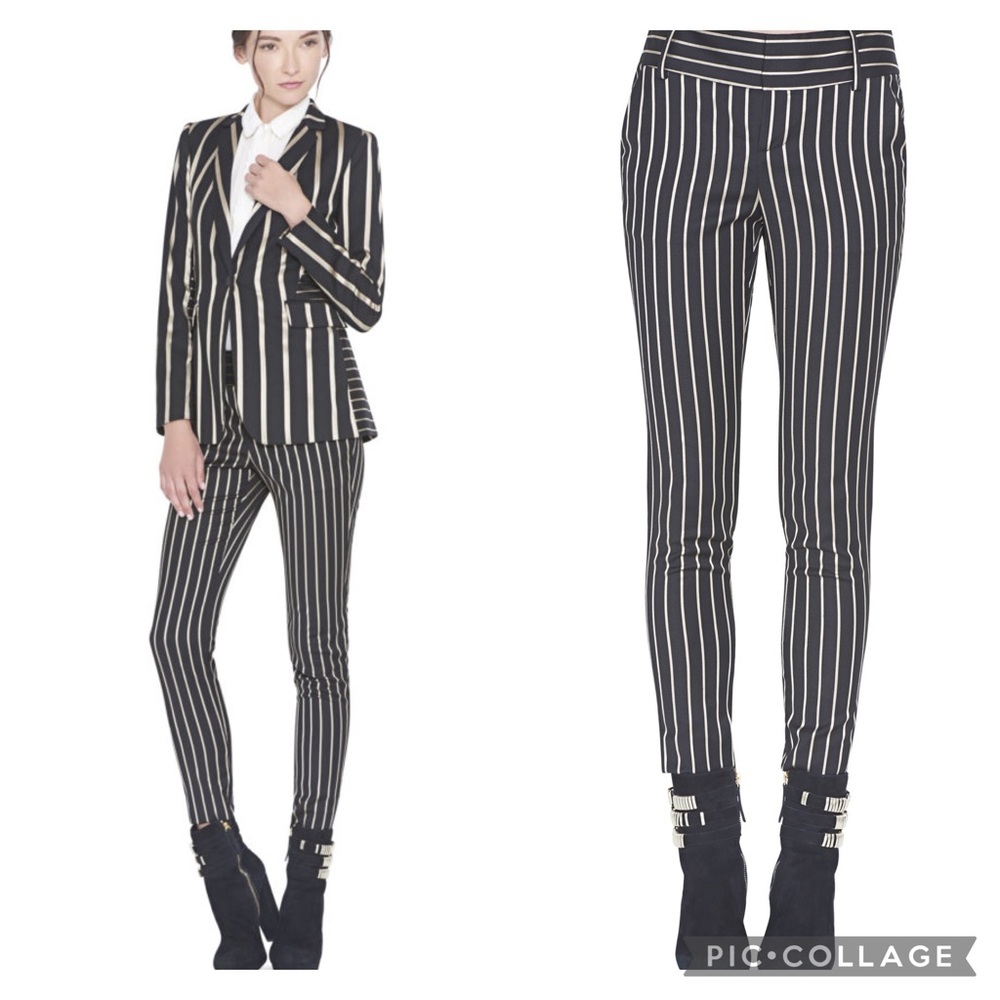 Alice + Olivia Striped Fitted Ankle Trousers
